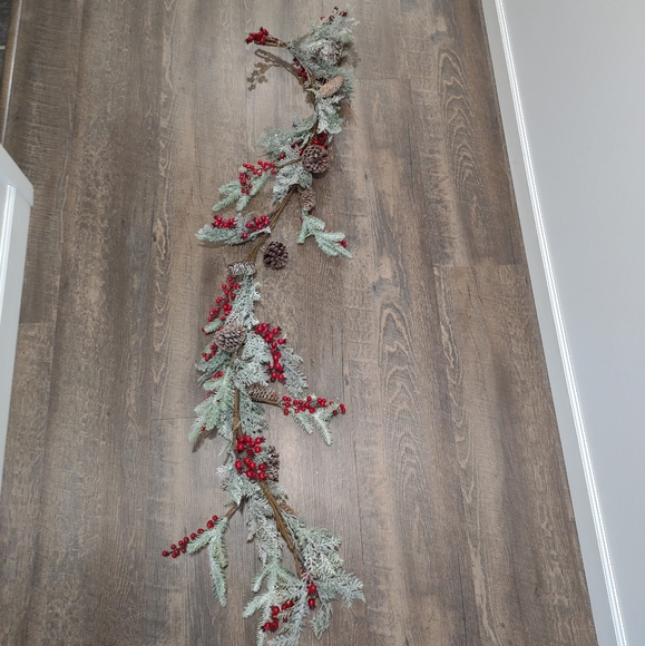 Holiday foliage table runner - pine branches, pine cones, and festive holly - Picture 6 of 7